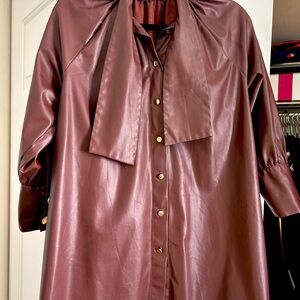 Zara burgundy pleather shirt